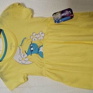 Nwt Kids Yellow Smurfs Graphic Dress